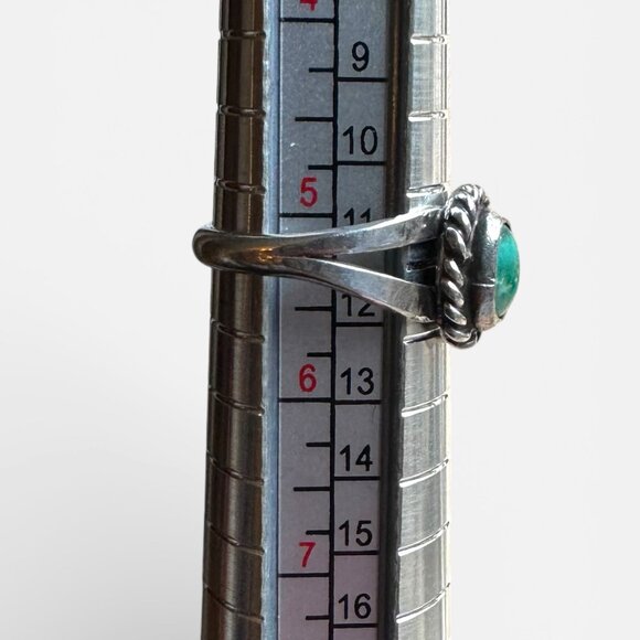 Vintage Native American Sterling Silver Southwestern Turquoise Ring Sz 5 - Picture 4 of 6